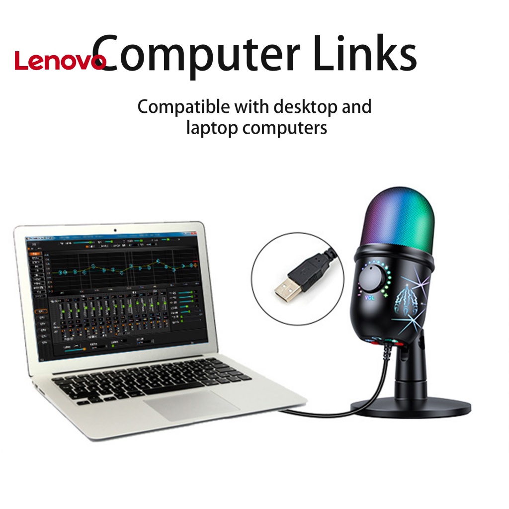 1 Bộ Micro Cắm Và Sử Dụng Trực Tiếp Với Hiệu Ứng Ánh Sáng RGB Hình Trái Tim