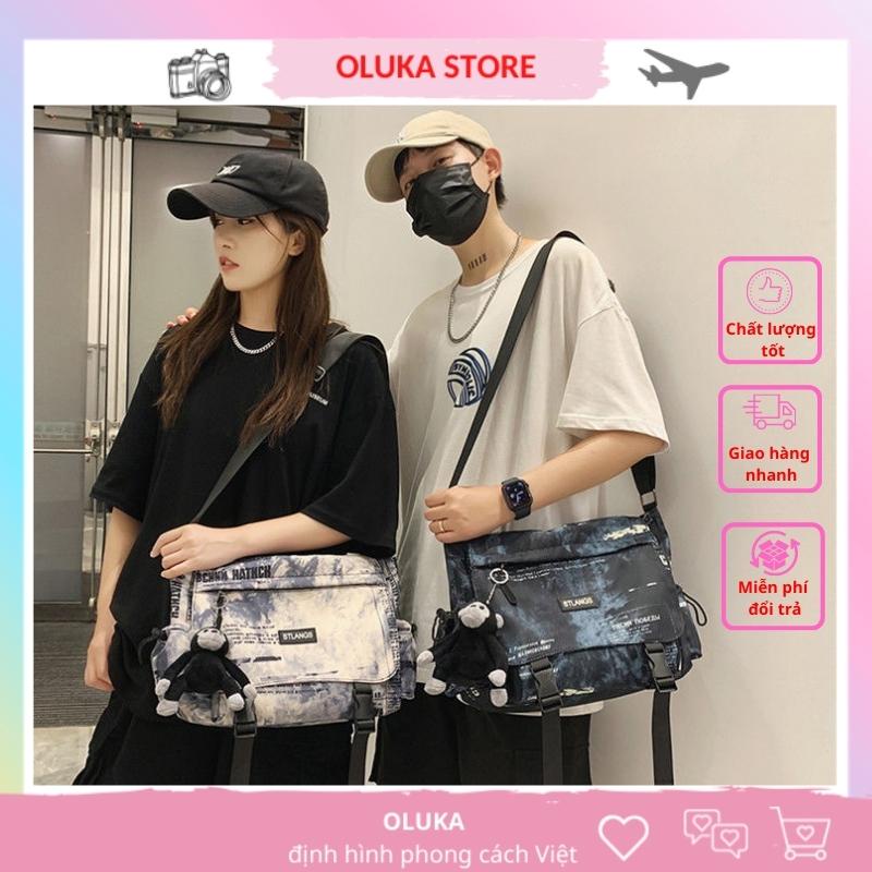 Túi đeo chéo nam nữ đi học đi chơi vải canvas size to, túi ulzzang đeo vai unisex thời trang rẻ đẹp OLUKA TĐV075
