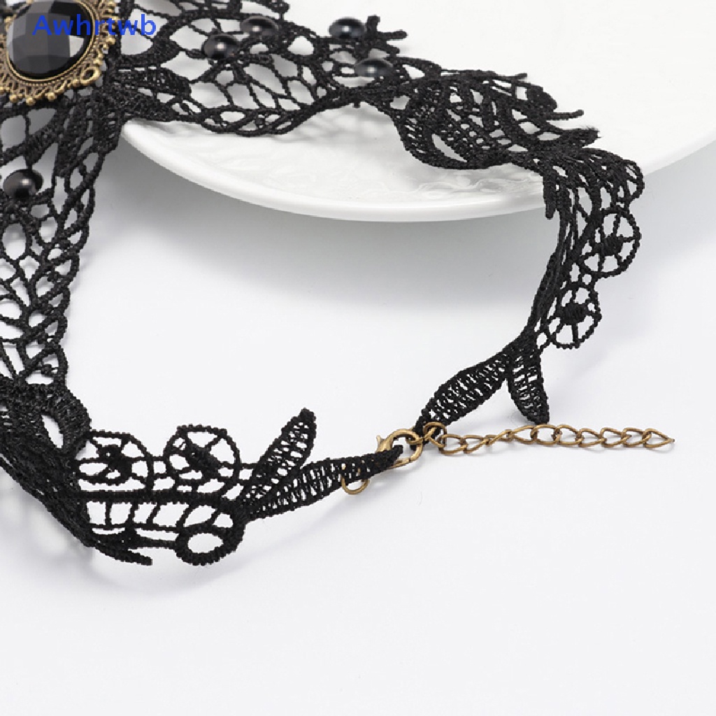 Vòng Cổ Choker Ren Đính Đá Quý Phong Cách Gothic Quyến Rũ Cho Nữ Mới
