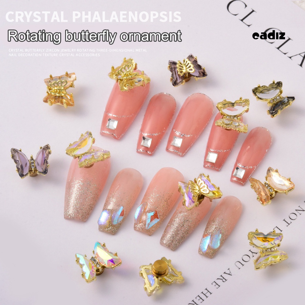 Phụ Kiện Trang Trí Móng Tay Nghệ Thuật Hình Bướm Xoay Được Lấp Lánh Xinh Xắn