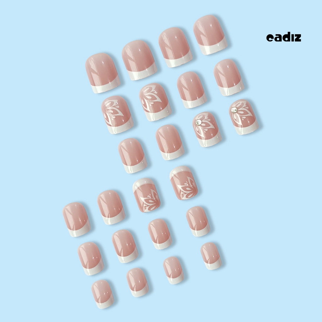 1 Bộ Móng Tay Giả Che Phủ Toàn Diện Kèm Keo Dán DIY Phong Cách Pháp Cho Salon