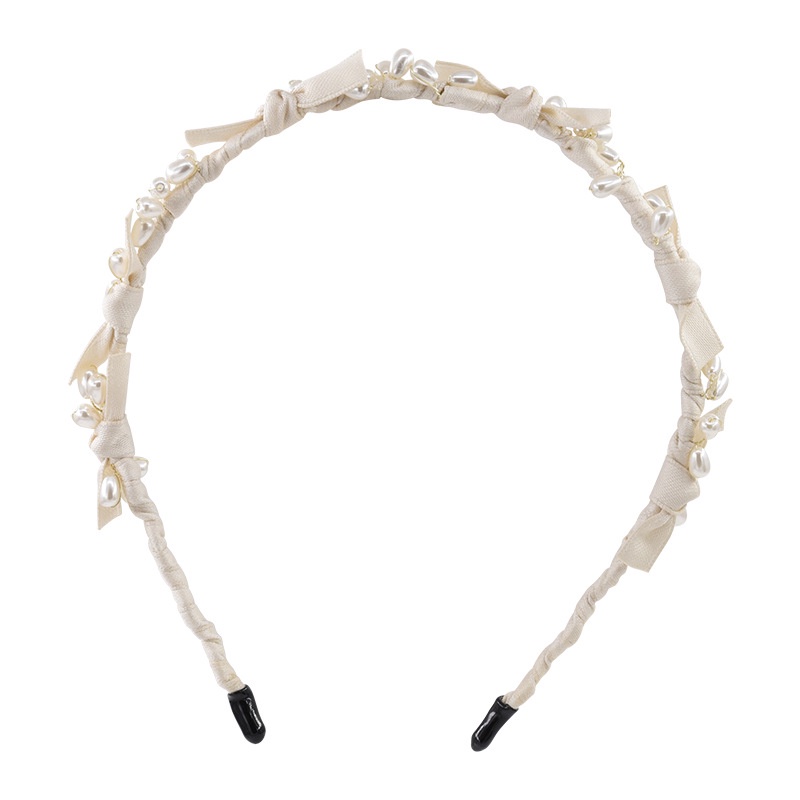 Băng Đô Cài Tóc Hình Nơ Phối Lưới Đính Ngọc Trai Trắng Đen Lãng Mạn Thời Trang Cho Nữ Mã 2023