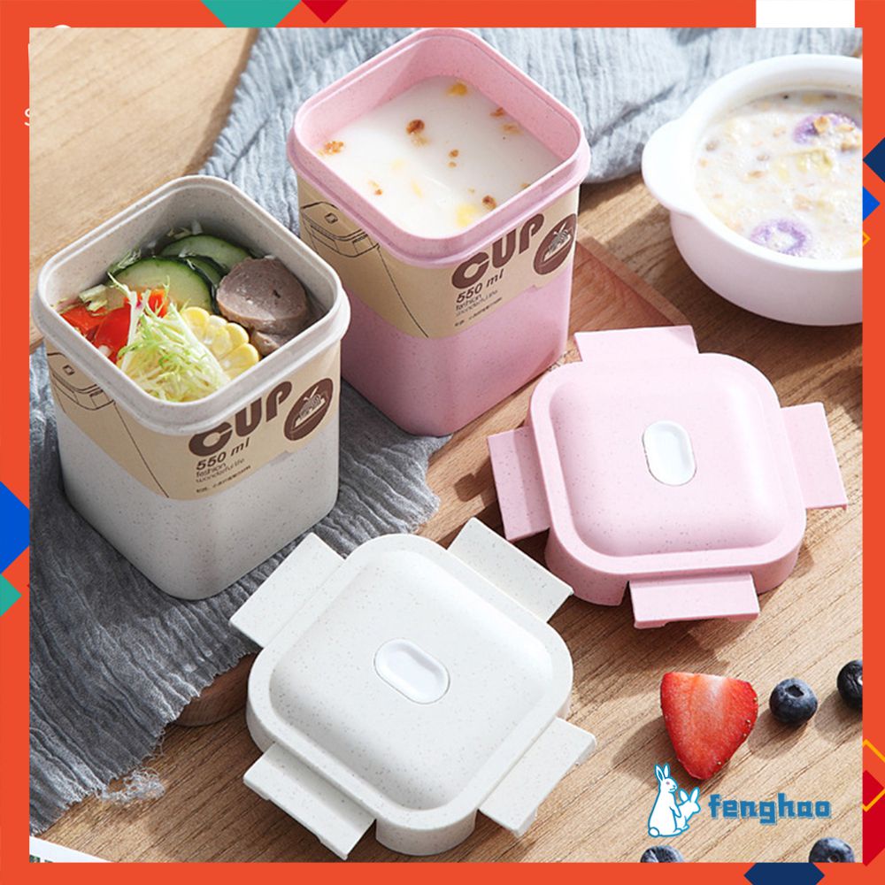 Cốc Đựng Súp Bằng Rơm Lúa Mì Phong Cách Nhật Bản Hộp Bento Cho Nhân Viên Văn Phòng Di Động Bằng Nhựa Cốc Ăn Sáng Sữa Hình Vuông Kín Fenghao. Vn
