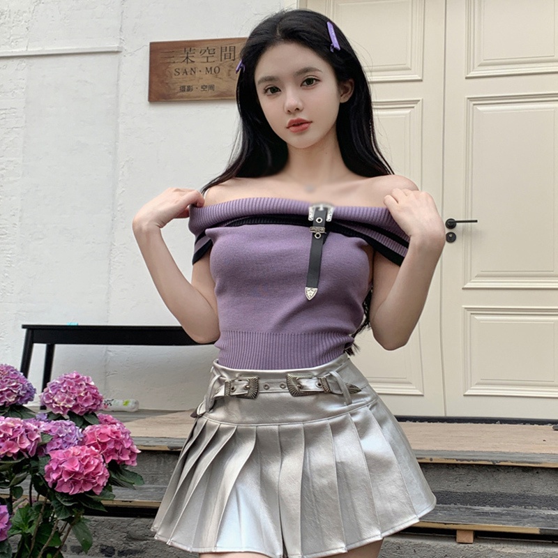 Áo Croptop Trễ Vai Tay Ngắn Thời Trang Mùa Hè Phong Cách Hàn Quốc Cho Nữ