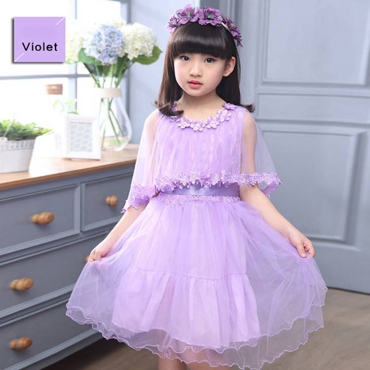 Đầm Công Chúa Phồng Phối Ren Hoa 110-160cm Dành Cho Bé Gái 2-12 Tuổi