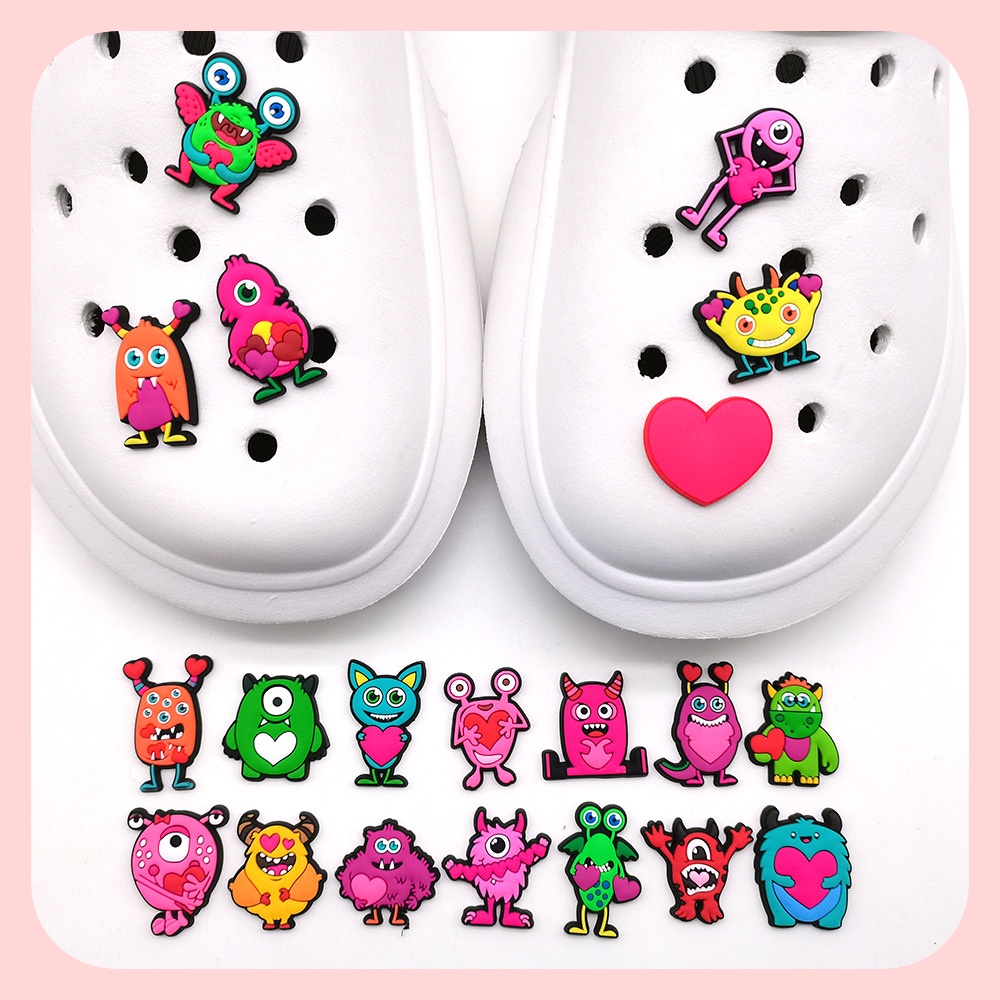 Phụ Kiện Giày Crocs Hình Quái Vật Hoạt Hình Dễ Thương Trang Trí Ngày Lễ Tình Nhân DIY