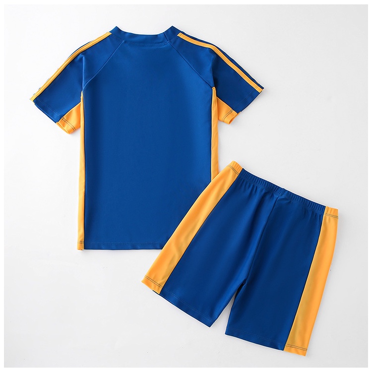 Bộ Đồ Bơi 2 Mảnh Gồm Áo Tay Ngắn Và Quần Ngắn Nhanh Khô Màu Xanh Dương 120-150cm Cho Bé Trai
