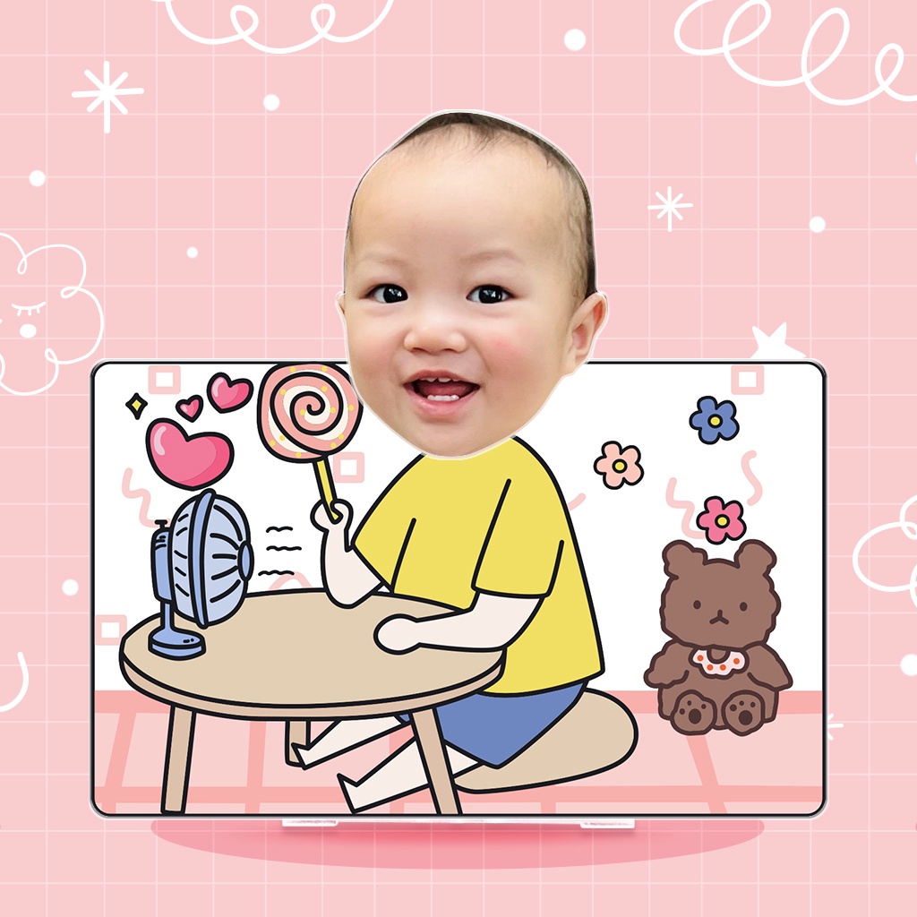Mô hình standee lắc đầu chibi ghép mặt theo yêu cầu đáng yêu chạy pin làm quà tặng, trang trí bàn học, ô tô