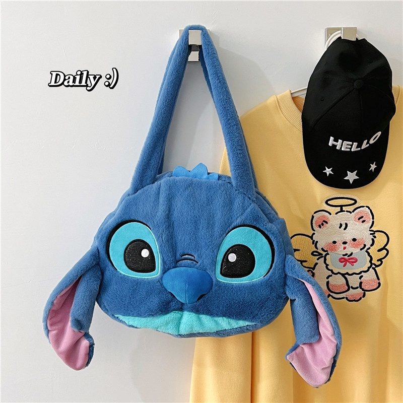 Túi Đeo Vai Hình Stitch Nhồi Bông Cỡ Lớn Dễ Thương Cho Bé Gái