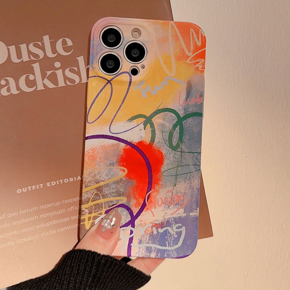 Ốp Điện Thoại TPU Cứng Họa Tiết Graffiti Cho IPhone 14 13 12 11 Pro Max X XR 8 7 Plus