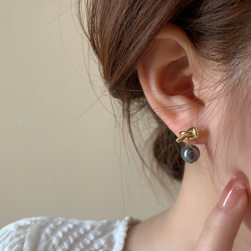 Bông Tai Ngọc Trai Xám Cao Cấp Thời Trang Mới 2023 Dành Cho Nữ