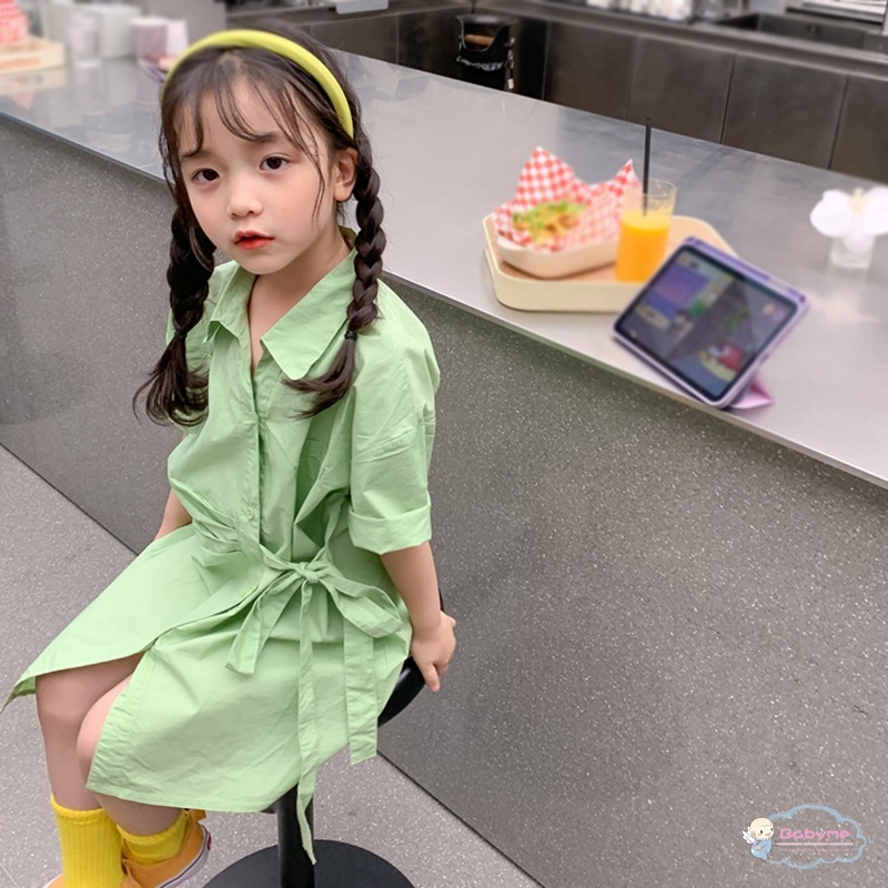 Đầm Công Chúa Chất Liệu Cotton Màu Trơn Thắt Nơ Thời Trang Mùa Hè Cho Bé Gái 3-8 Tuổi