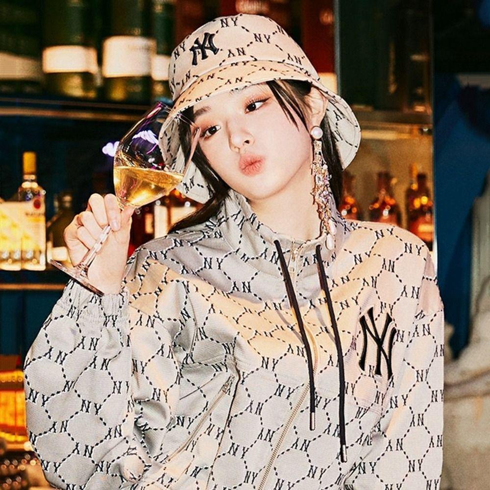 LOMBARD Nón Tai Bèo Cotton Hai Mặt Chống Tia UV In Chữ NY Đơn Giản Thời Trang Cho Nam Và Nữ