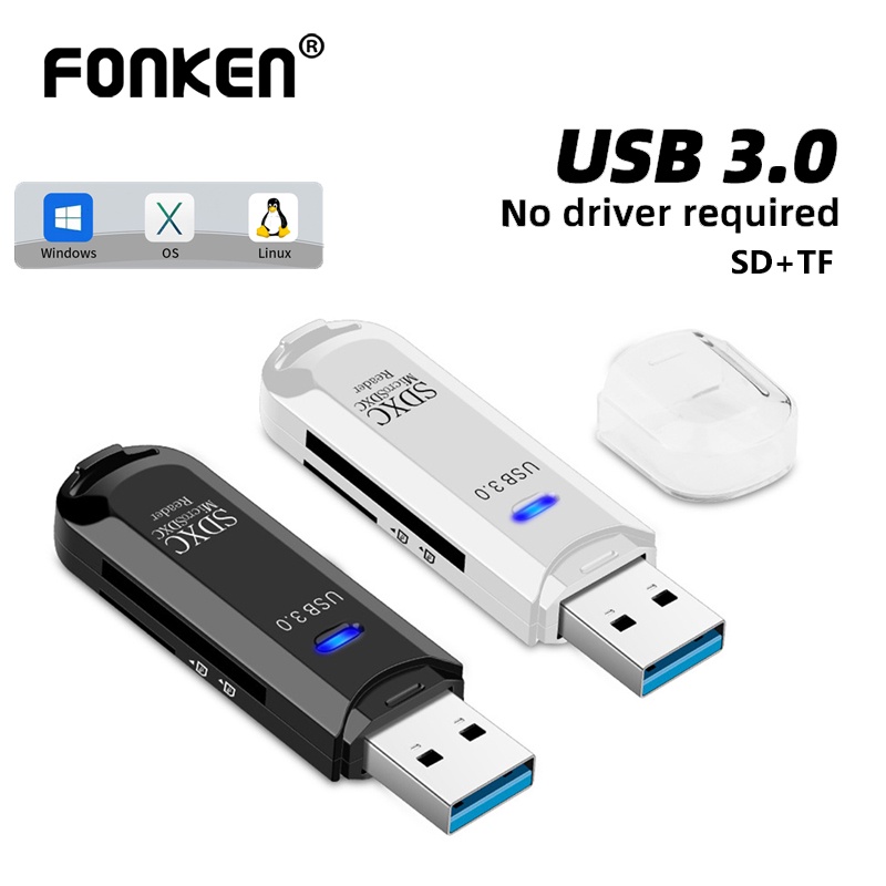 Đầu Đọc Thẻ Nhớ Fonken 2 Trong 1 USB 3.0 / USB 2.0 Sang SD TF Cho Máy Tính / Laptop