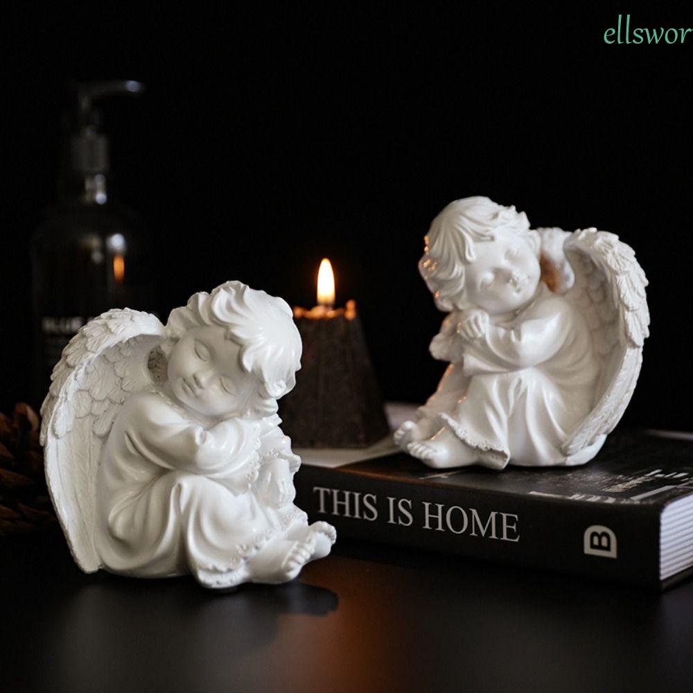 Elsworth Mô Hình Thiên Thần Cầu Nguyện Có Cánh Sáng Tạo Dễ Lau Chùi Trang Trí Vườn Cầu Nguyện Hòa Bình Độc Đáo