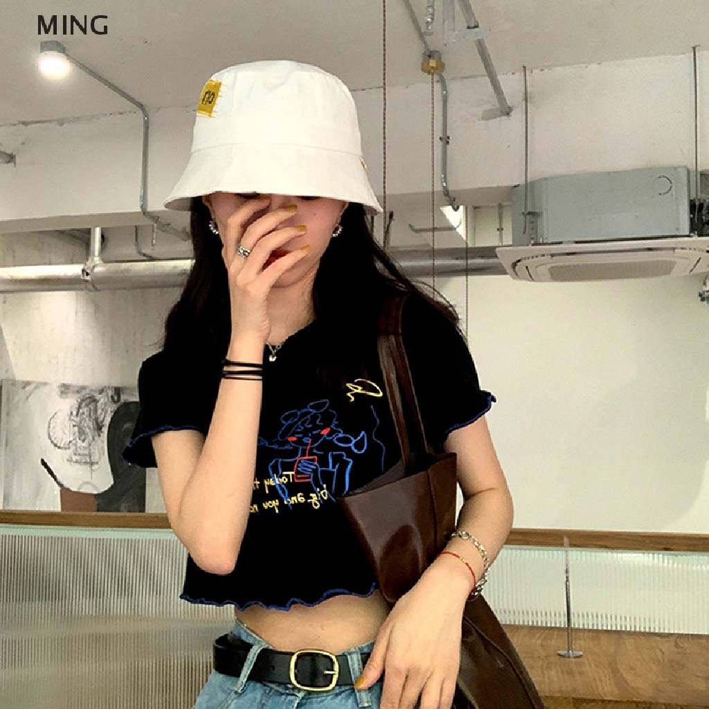 Áo Thun Croptop Tay Ngắn In Họa Tiết Dễ Thương Cho Nữ Y2K