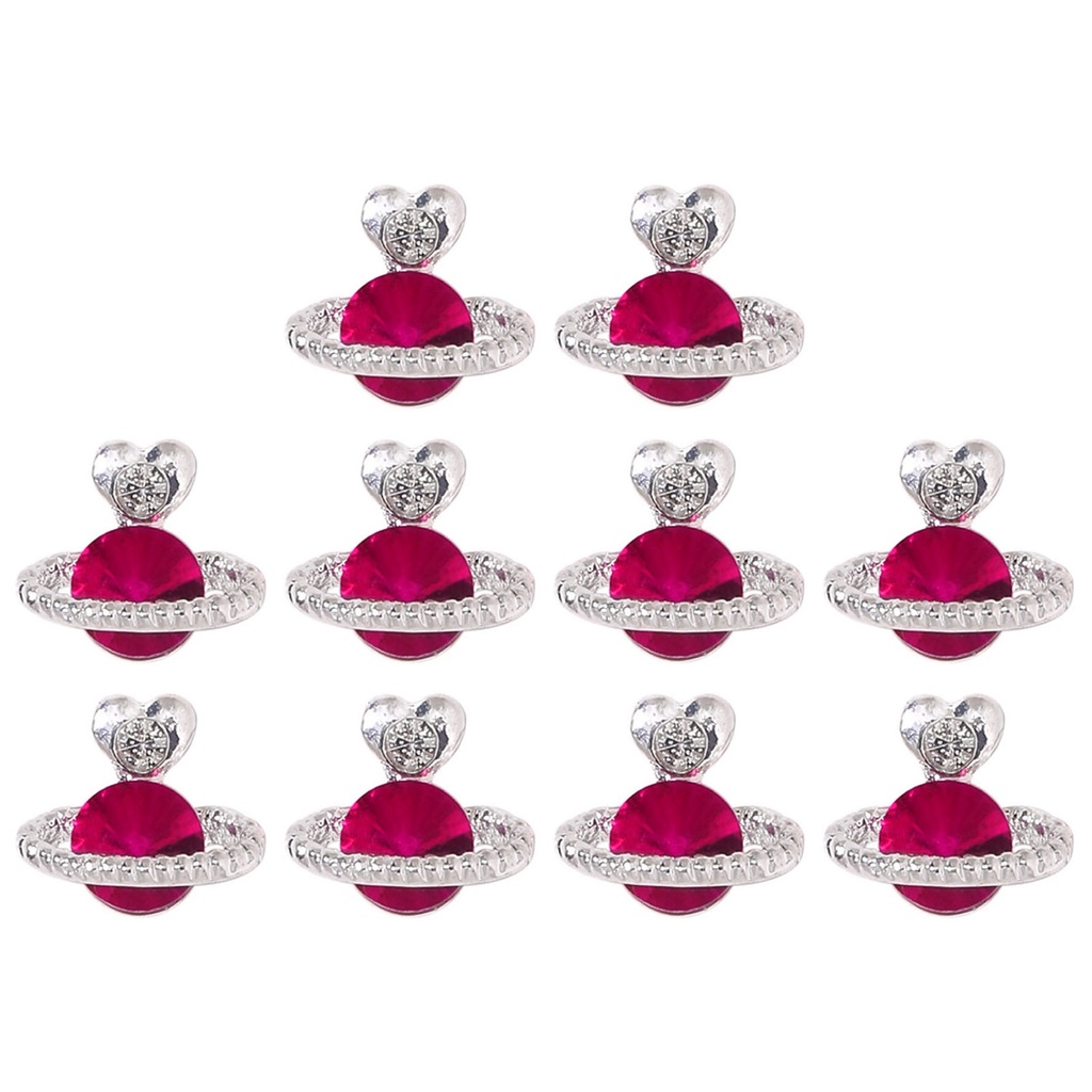 Set 10 Phụ Kiện Trang Trí Móng Tay Hình Trái Tim Hành Tinh 3D DIY