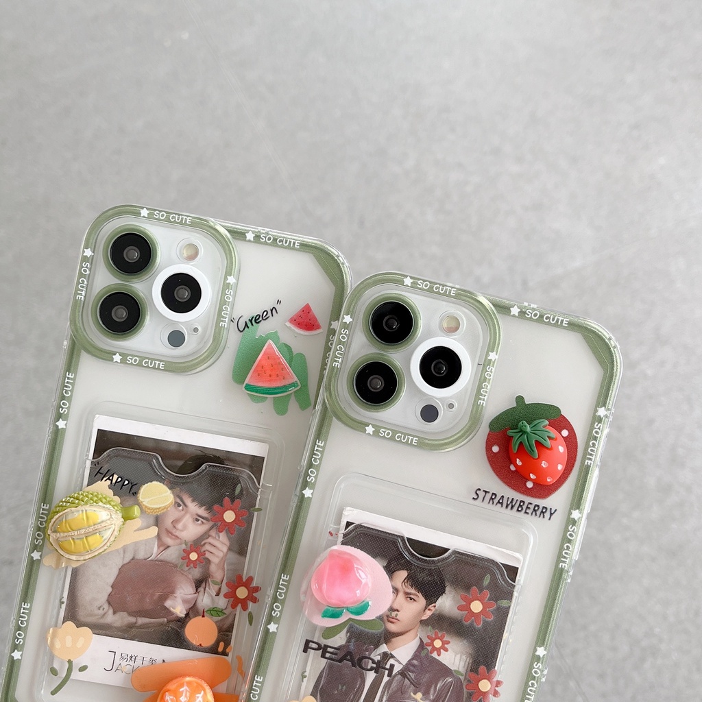 Ốp Điện Thoại TPU Silicon Mềm Trong Suốt Hình Trái Cây 3D Dễ Thương Cho iPhone 14 13 12 11 Pro XR XS Max 7 8 14 Plus