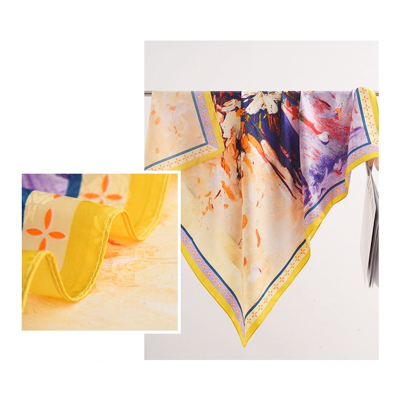 Khăn Quàng Cổ Hình Vuông Bằng Lụa In Họa Tiết Phong Cách Pháp Thời Trang Mùa Xuân 2023 Kích Thước 90 * 90cm
