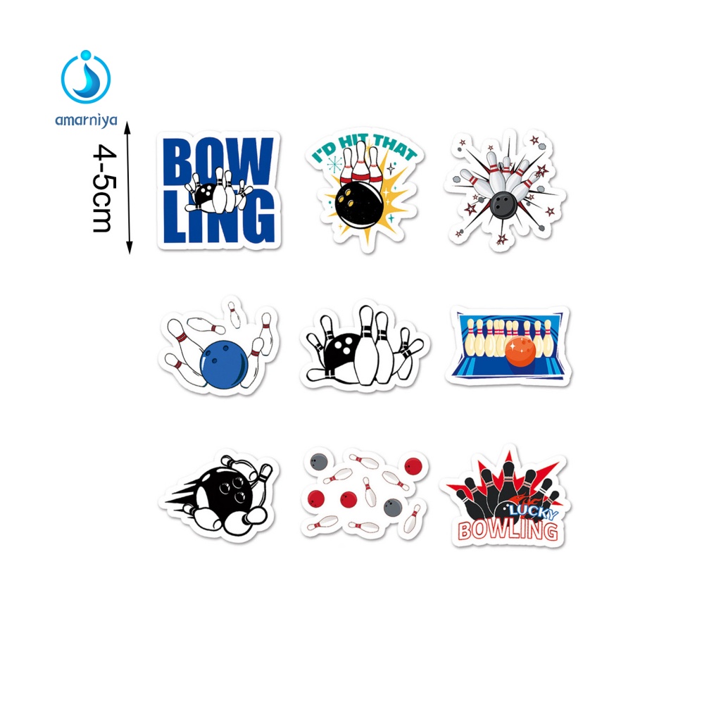 Bộ 50 Sticker Hoạt Hình Bowling Nhiều Màu Sắc Dùng Làm Quà Tặng