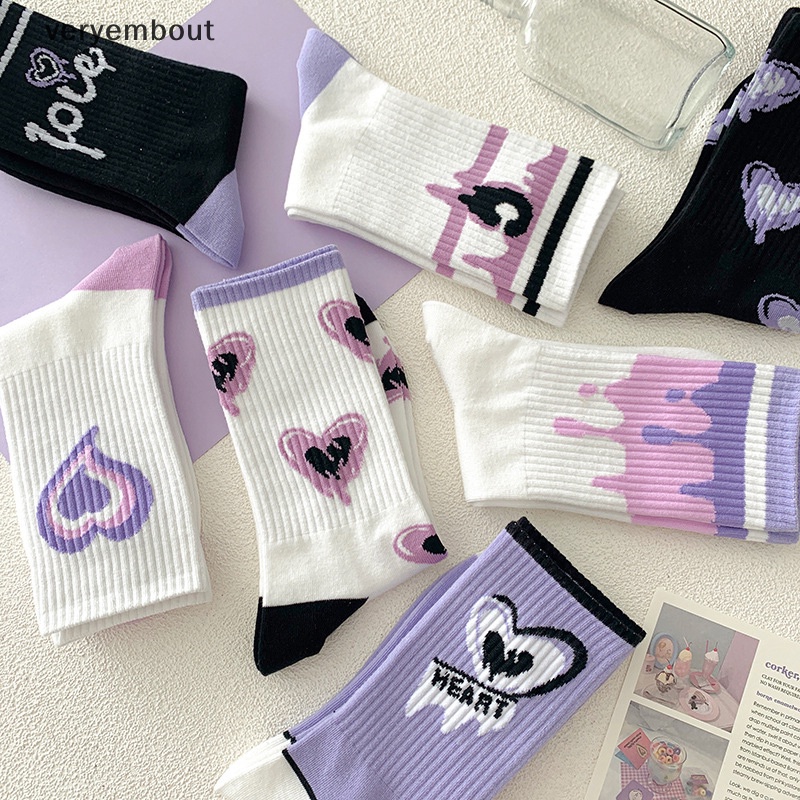 Vớ Cotton Cổ Cao Họa Tiết Hoạt Hình Dễ Thương Thời Trang Thu Đông Cho Nữ