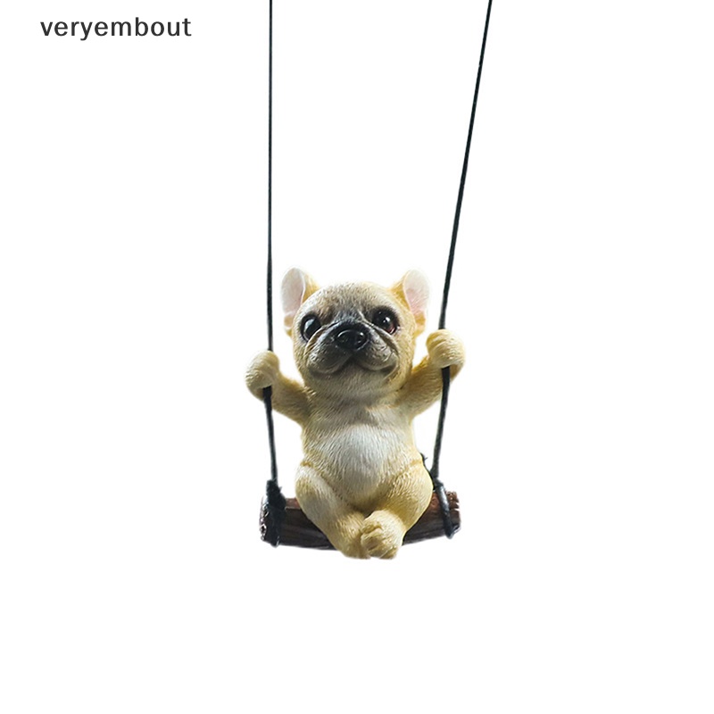 Ut Mặt Trang Trí Gương Chiếu Hậu Xe Hơi Hình Chú Chó Bull Anime Bằng Nhựa Resin Dễ Thương