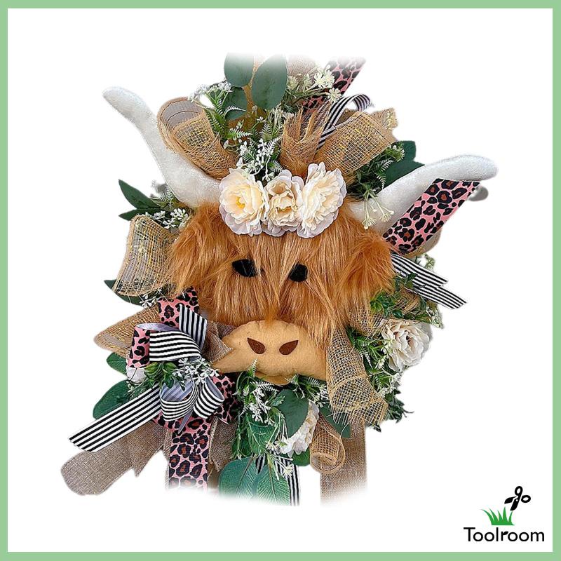 Vòng Hoa Hình Bò Treo Cửa Trước Trang Trí Kích Thước 16inch