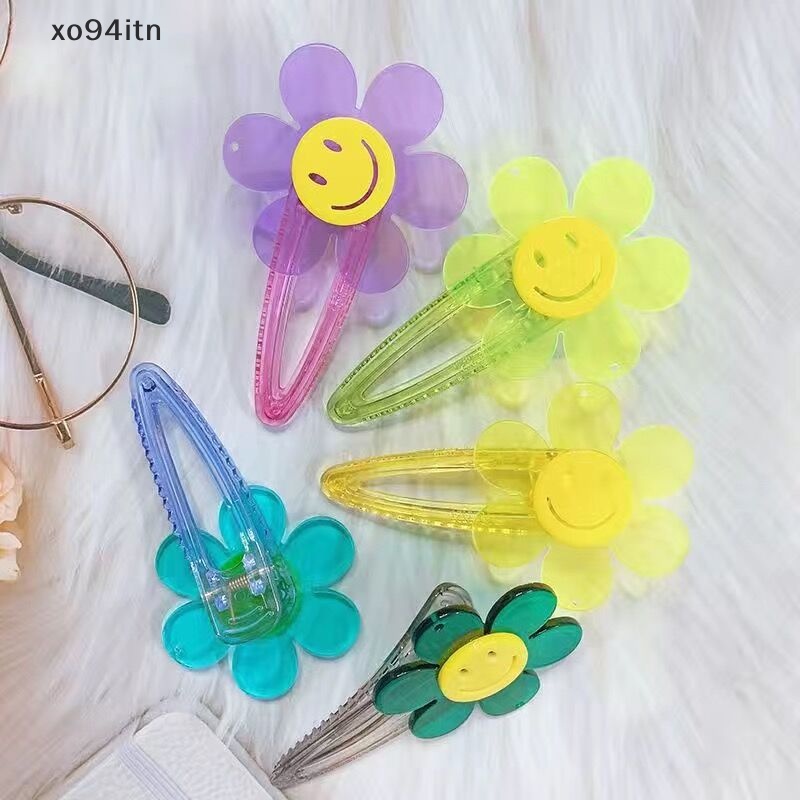 Kẹp Tóc Hình Hoa Hướng Dương Mặt Cười Bằng Acrylic Trong Suốt Cho Bé Gái tn 2023