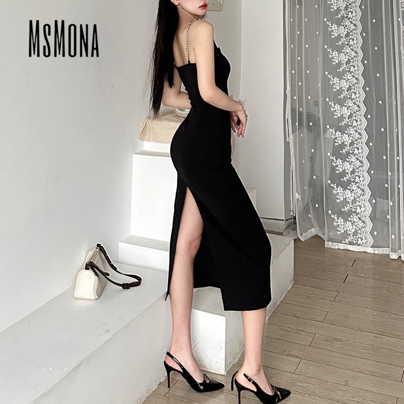 Đầm Midi Không Tay Hở Vai Màu Trơn Thời Trang 2023 Dành Cho Nữ