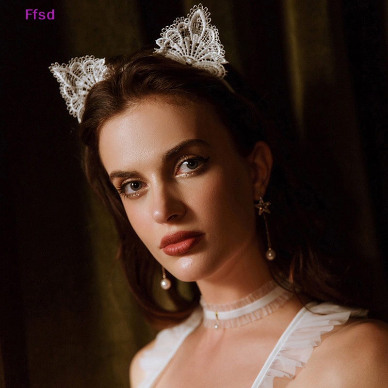 Cài Tóc Tai Mèo Đen Phối Ren Thời Trang Cho Nữ