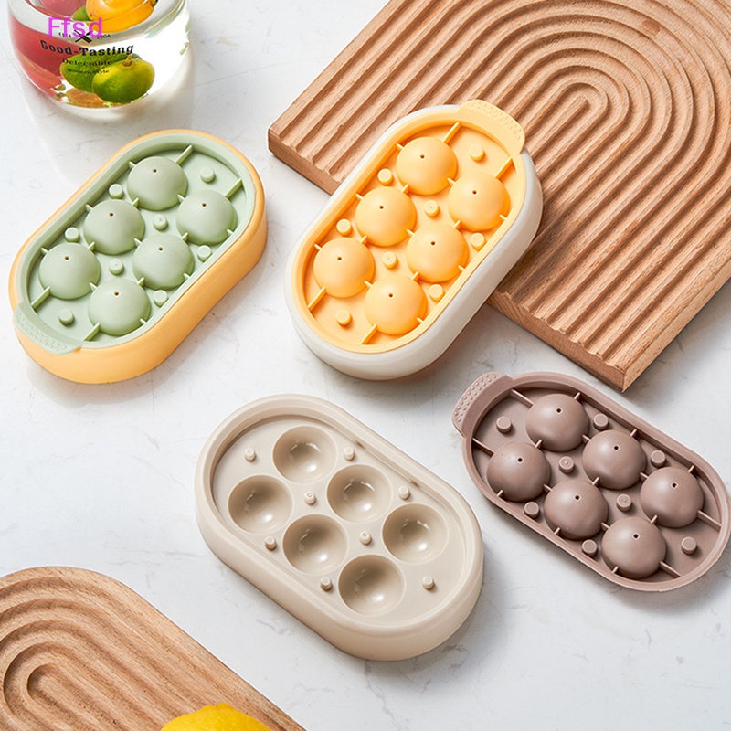 Khuôn Làm Đá 6 Ngăn Hình Tròn 3D DIY