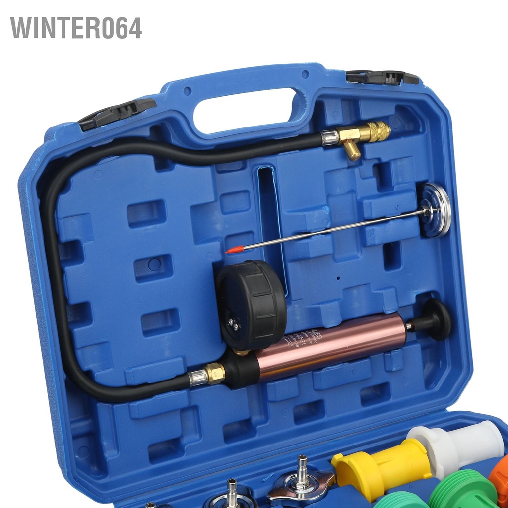 Winter064 Bộ kiểm tra rò rỉ hệ thống làm mát áp suất tản nhiệt 0‑35psl Công cụ phát hiện ô tô Chất Đầu thanh lọc chân không Vòng đệm chuyển đổi bình chứa nước