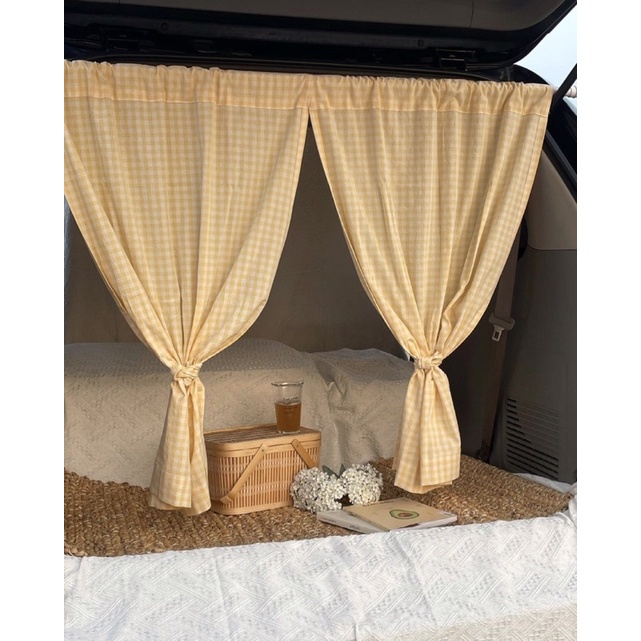 Rèm Cửa Vải Caro Phong Cách Vintage / Dán và Treo