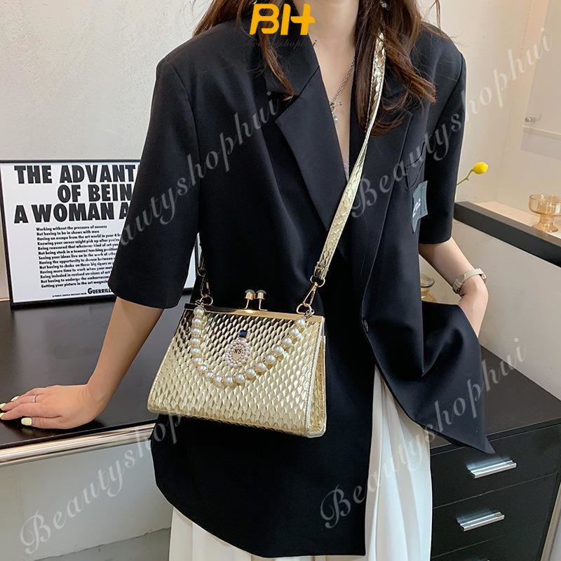 Túi Đeo Chéo Một Bên Vai Hình Vuông Nhỏ Đính Ngọc Trai Thời Trang 2023 Dành Cho Bạn Nữ