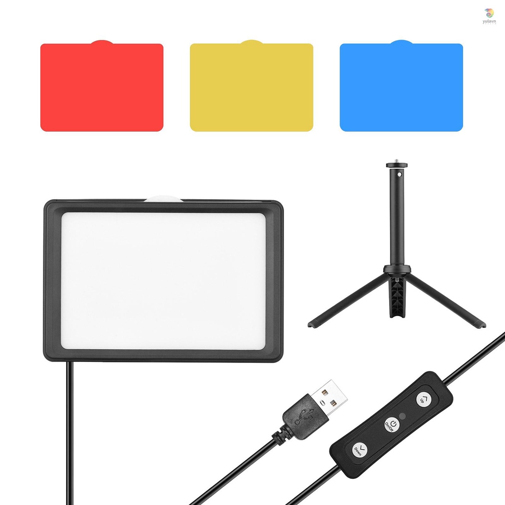 Bộ Đèn Chiếu Sáng USB Andoer 5600K + Giá Đỡ Ba Chân Để Bàn + Đèn 1 * 180K 1 * 180K° Bộ Chuyển Đổi Gắn Dây Xoay Được + Bộ Lọc Màu Đỏ / Vàng 4 * + Vàng