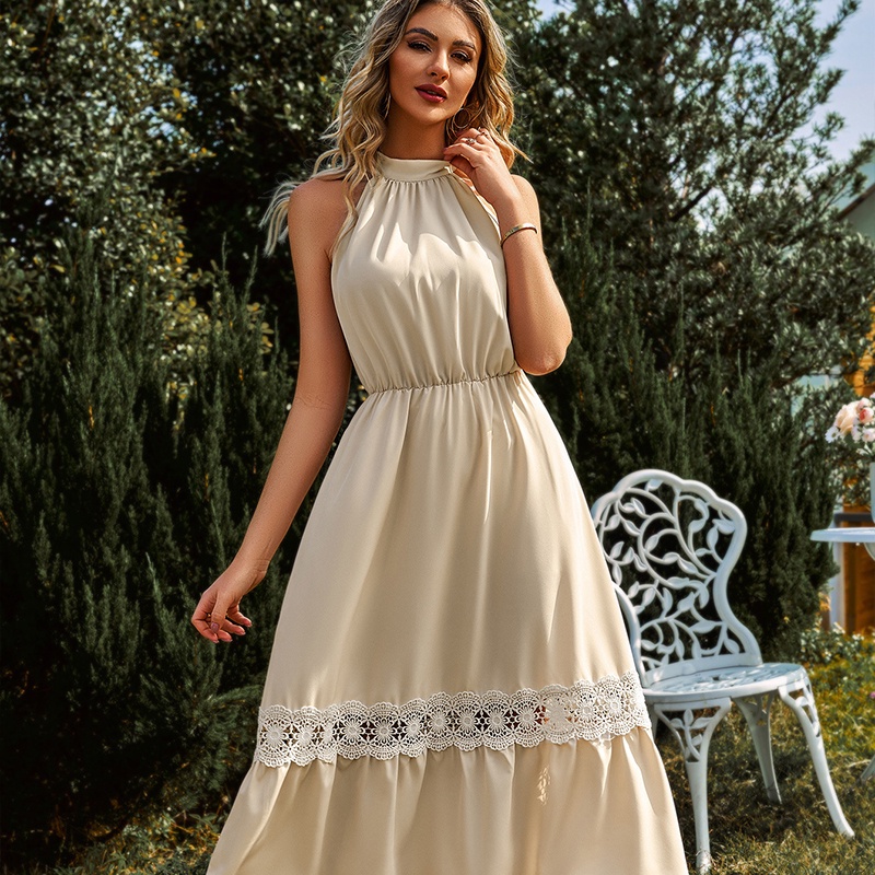 Đầm Ren Không Tay Màu Trơn Thời Trang Dành Cho Nữ