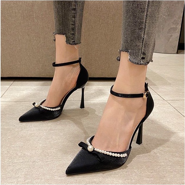 Giày cao gót mũi nhọn thời trang mới cho sandal nữ giày cao gót 10 phân