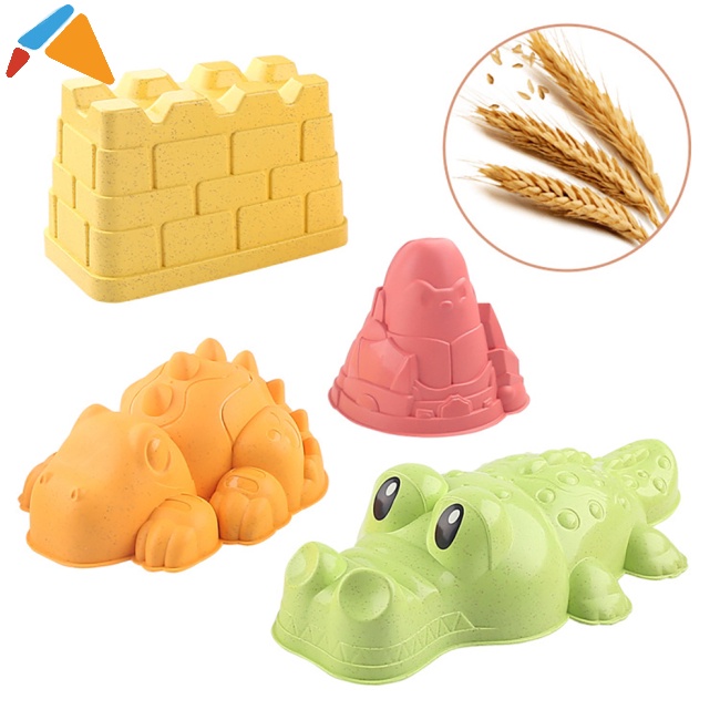 Bộ 4 Khuôn Nặn Cát Hình Khủng Long Vui Nhộn Cho Bé
