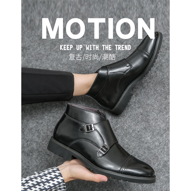 Giày bốt da nam mũi nhọn thoáng khí