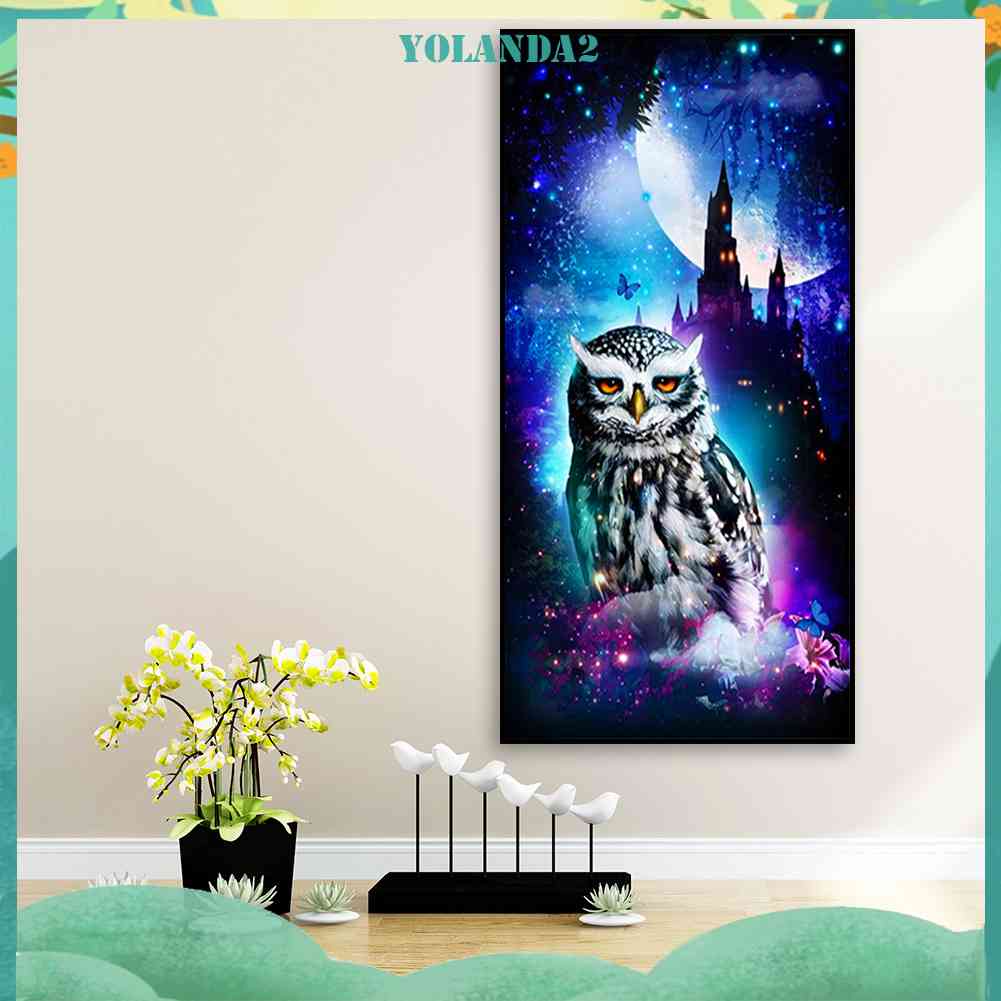 Bộ Tranh Đính Đá 5D Tự Làm Toàn Diện Họa Tiết Chim Cú Đêm Dùng Trang Trí Tường