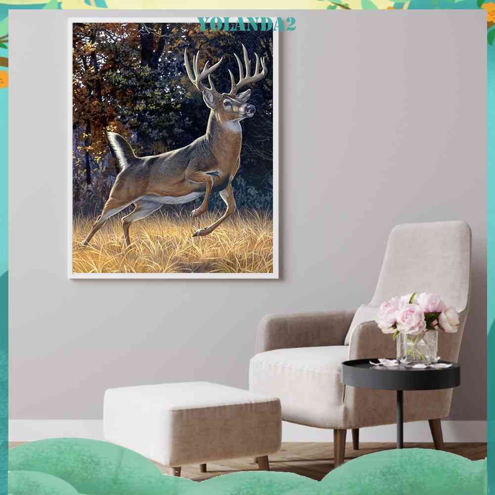 Bộ Tranh Đính Đá Tự Làm Hình Hươu Kích Thước 40x50cm