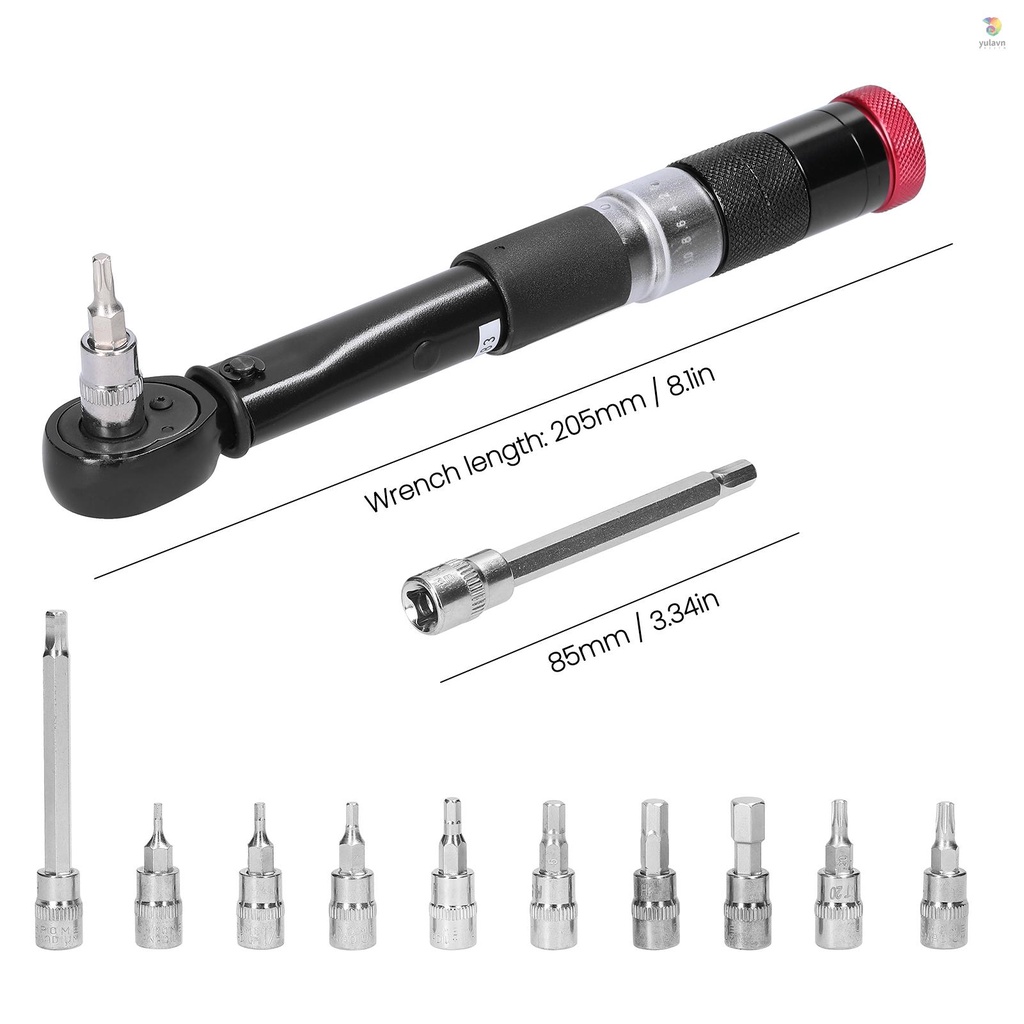 Bộ 11 Cờ Lê Mô Men Xoắn 2~24Nm 1 / 4 Inch Di Động Tháo Gỡ Nhanh Có Thể Điều Chỉnh Đa Ứng Dụng Cho Sửa Chữa Xe Đạp / Xe Hơi