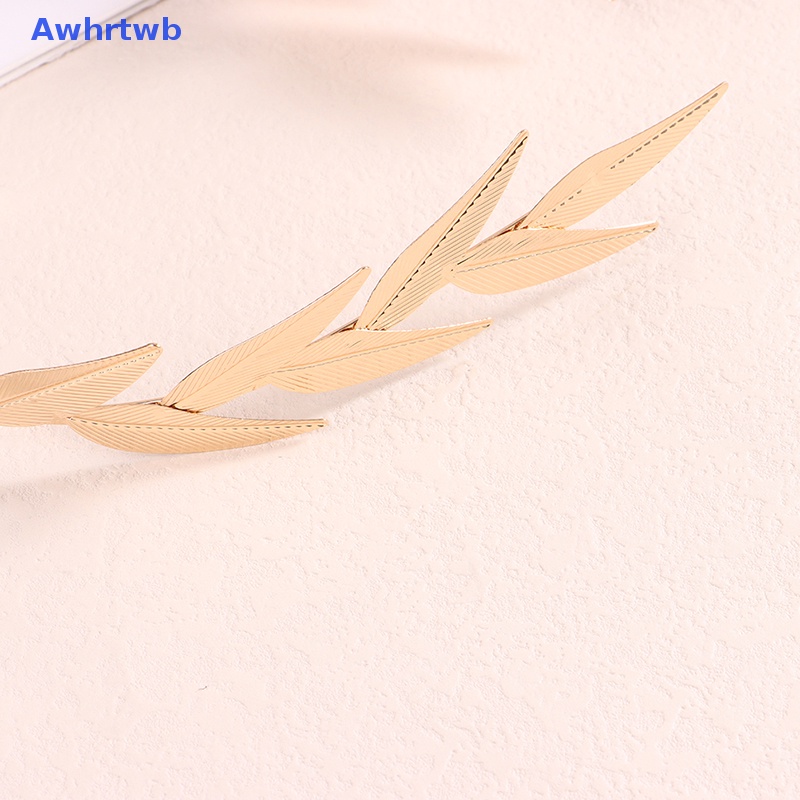 Băng Đô Cài Tóc Bằng Kim Loại Hình Chiếc Lá Màu Vàng Thanh Lịch Cho Cô Dâu Mới