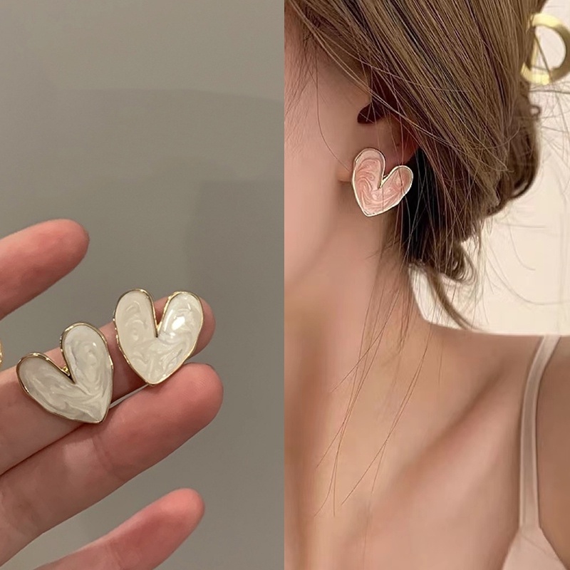 Bông Tai Hình Trái Tim Đính Kim Tuyến Lấp Lánh Dễ Phối Đồ Thời Trang Cho Nữ