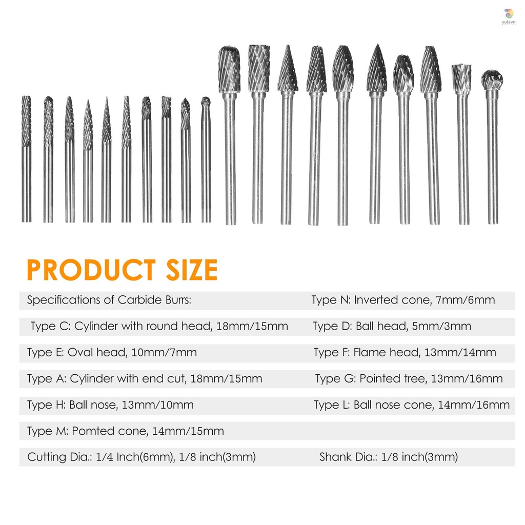 Bộ 20 Mũi Khoan Xoay 1 / 8in 1 / 4in Và 1 / 8in Bằng Thép Vonfram Dùng Làm Gỗ
