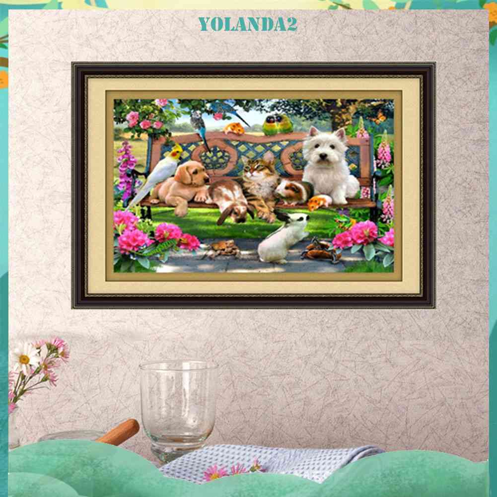 Bộ Tranh Đính Đá 5D Tự Làm 40x30cm Hình Khu Vườn Động Vật