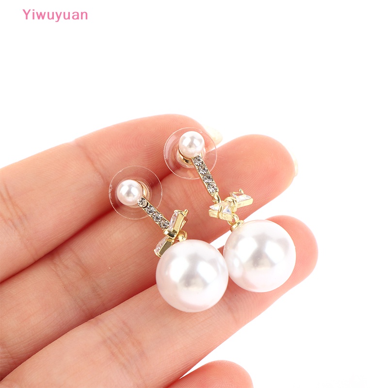 < Yiwuyuan > Bông Tai Hình Nơ Đen Đính Pha Lê Thời Trang Mới