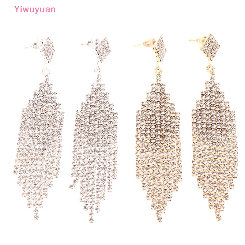 < Yiwuyuan > Bông Tai Bạc S925 Dáng Dài Đính Pha Lê Lấp Lánh Phong Cách Cổ Điển Mới Cho Nữ