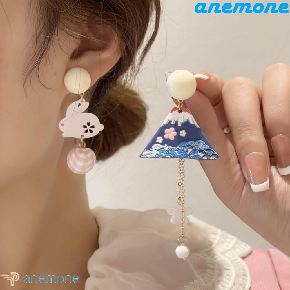 Khuyên Tai Thả Mặt Trăng Và Thỏ Cá Tính Cho Nữ