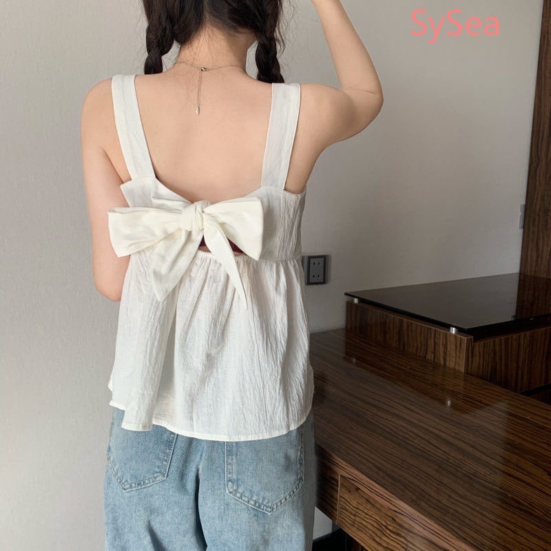 Áo Hai Dây Cổ Vuông Thắt Nơ Thời Trang Mùa Hè Cho Nữ